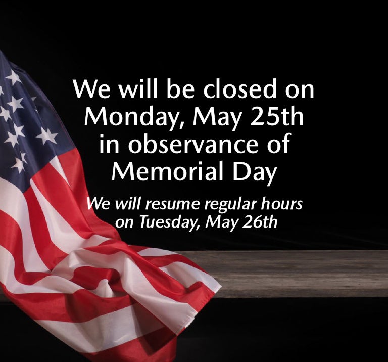 Memorial Day Hours